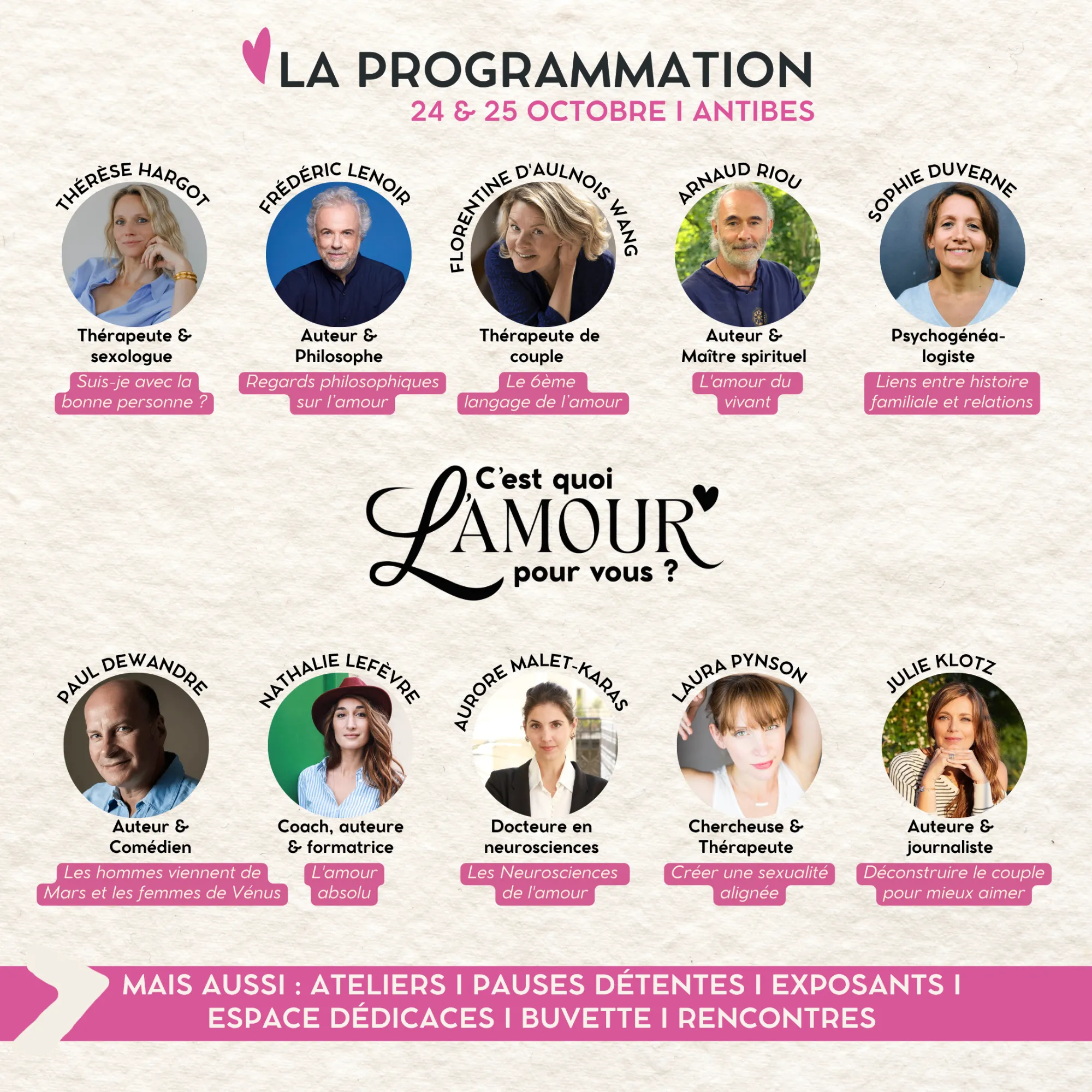 Programmation du congrès C'est quoi l'amour pour vous ? les 24 et 25 octobre 2026 à Antibes