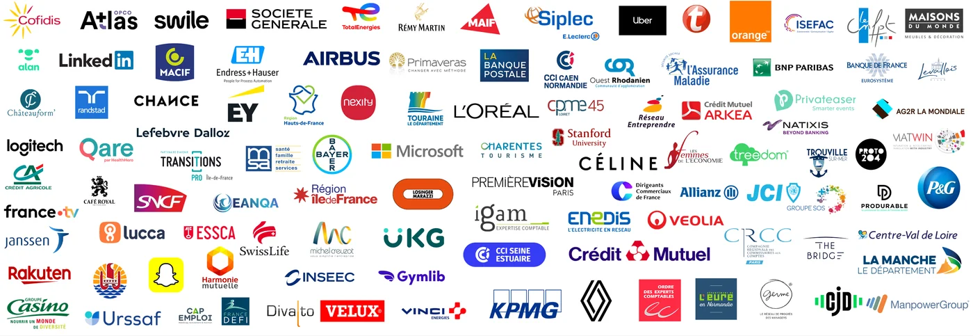 Logos d'entreprises qui ont fait confiance à Catherine Testa et à L'Optimisme